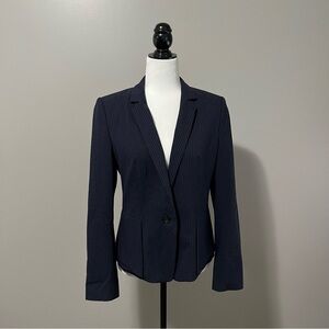 HUGO Hugo Boss Regular Fit Single Breasted Midnight Blue Pinstripe Blazer